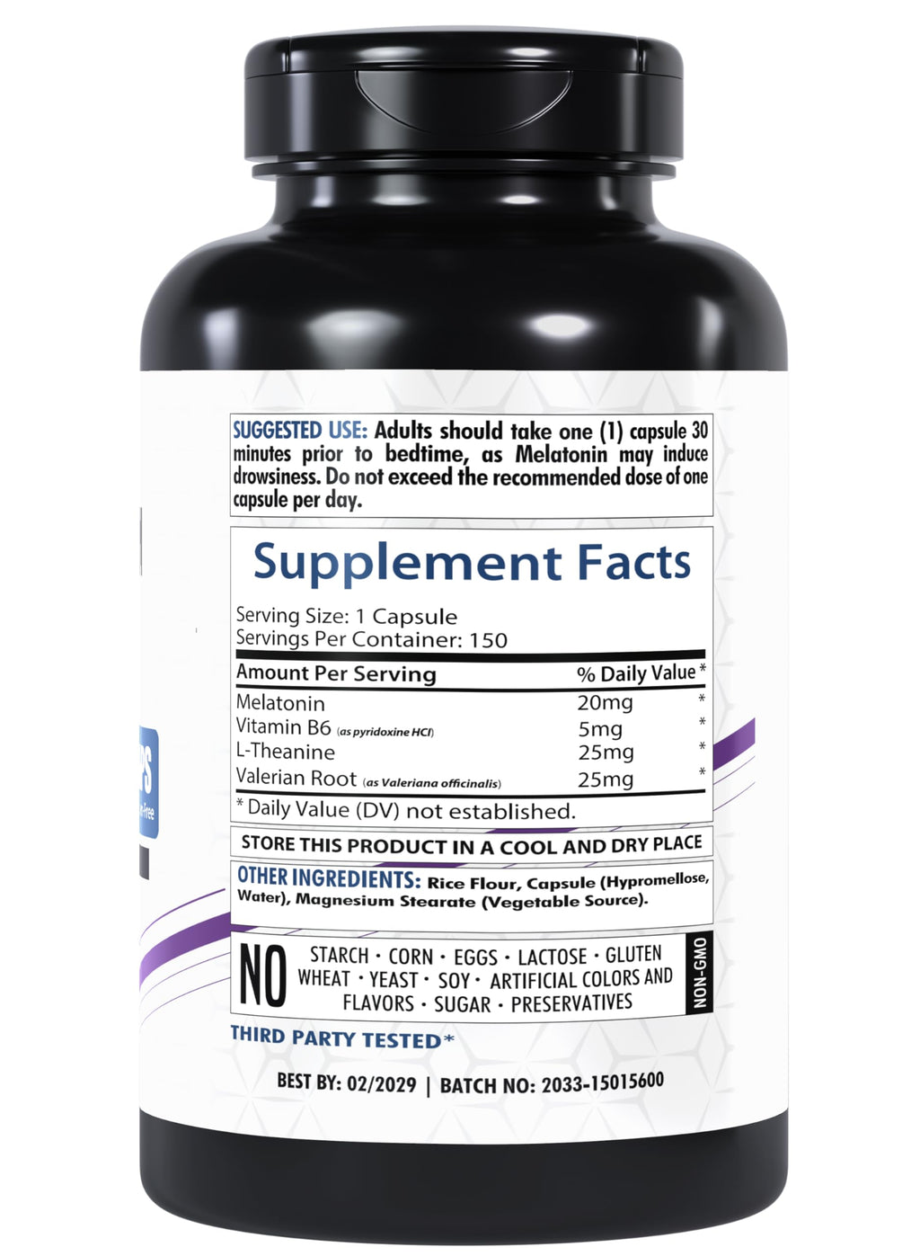 Healthfare Melatonin 20mg | 150 Veg Capsules | Complex with L-Theanine | Valerian Root & Vitamin B6 | Vegetarian Formula | Non-GMO | Gluten-Free | Made in The USA (Pack of 2)