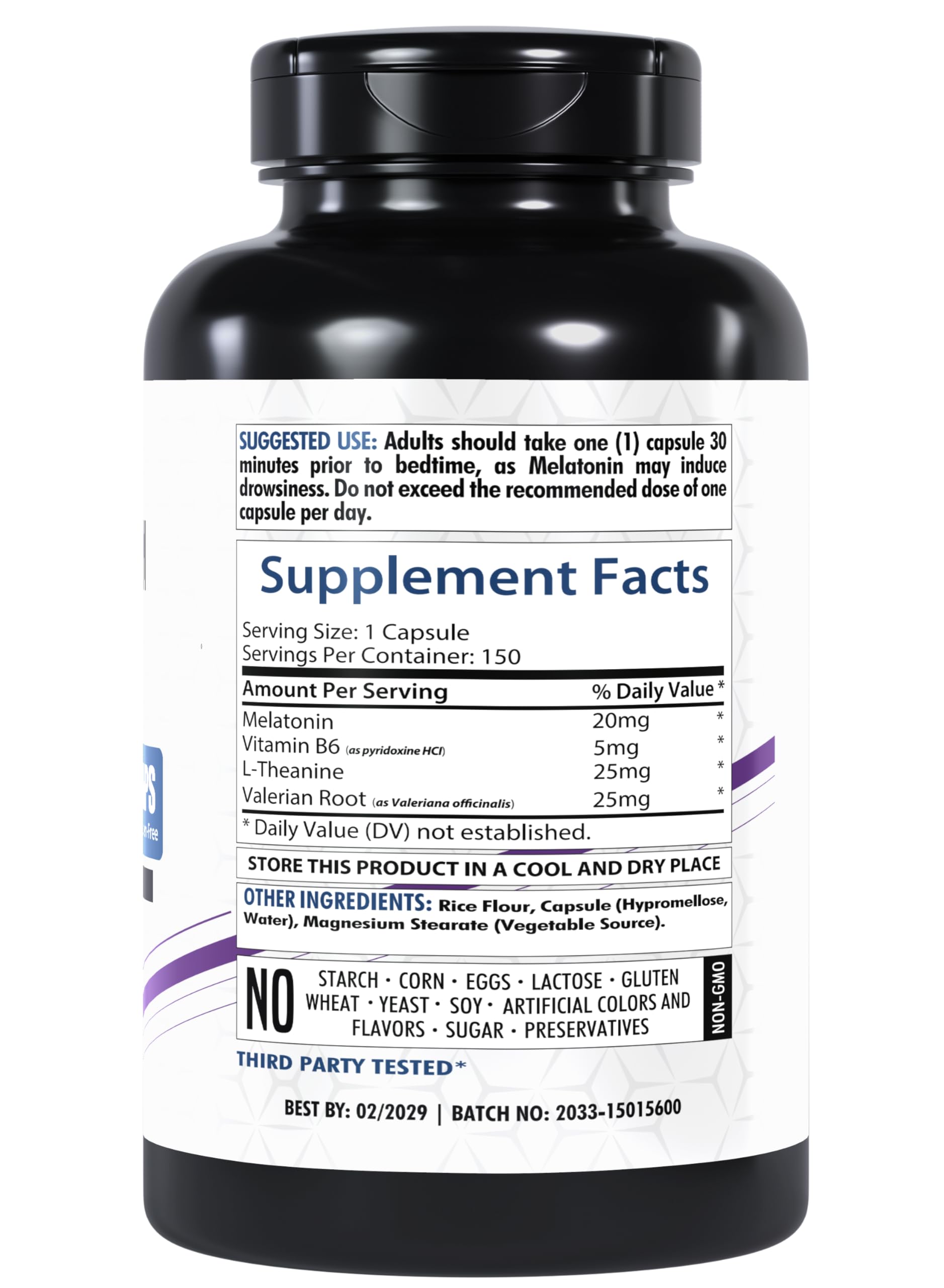 Healthfare Melatonin 20mg | 150 Veg Capsules | Complex with L-Theanine | Valerian Root & Vitamin B6 | Vegetarian Formula | Non-GMO | Gluten-Free | Made in The USA (Pack of 2)