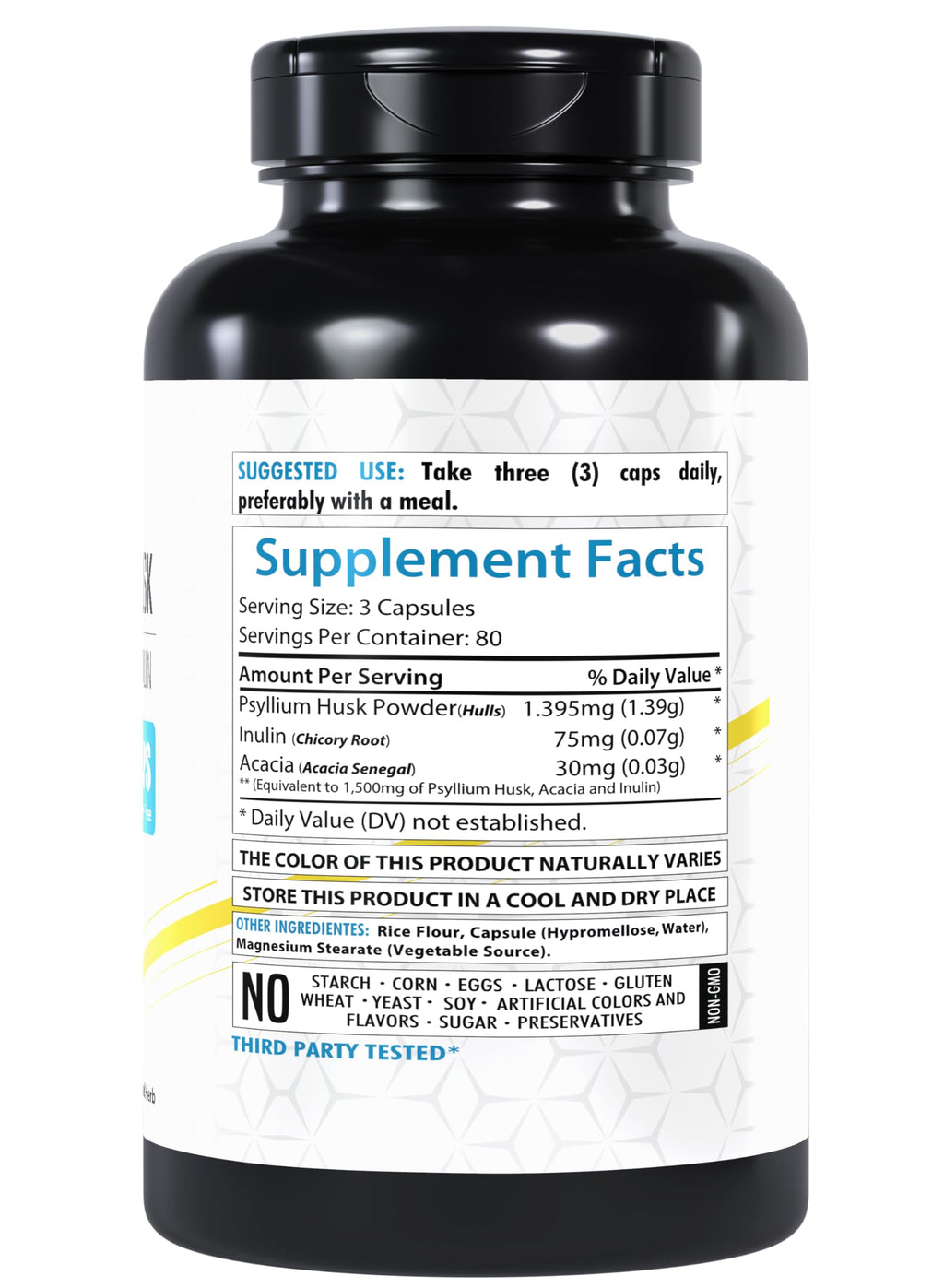 Healthfare Psyllium Husk Capsules 1500mg – 240 Veg Caps – Gluten-Free & Non-GMO Pack of 2