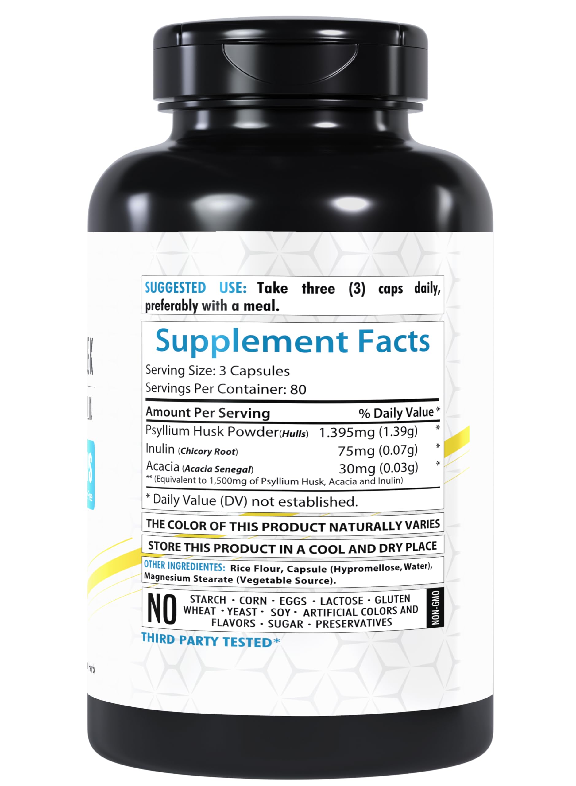 Healthfare Psyllium Husk Capsules 1500mg – 240 Veg Caps – Gluten-Free & Non-GMO Pack of 2