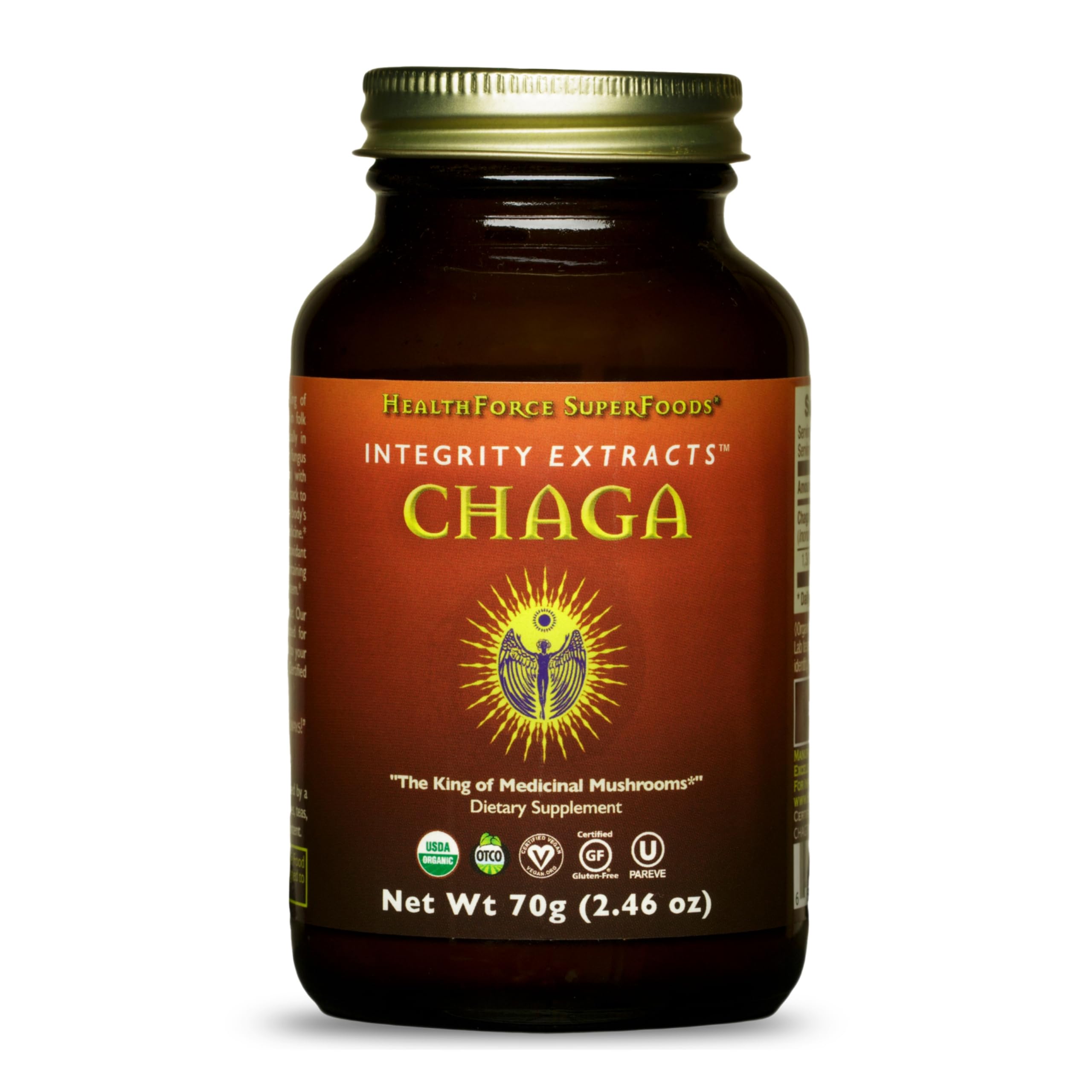 HealthForce SuperFoods Integrity Extracts Chaga Powder – 70 g | Organic, Vegan, Kosher, Gluten-Free