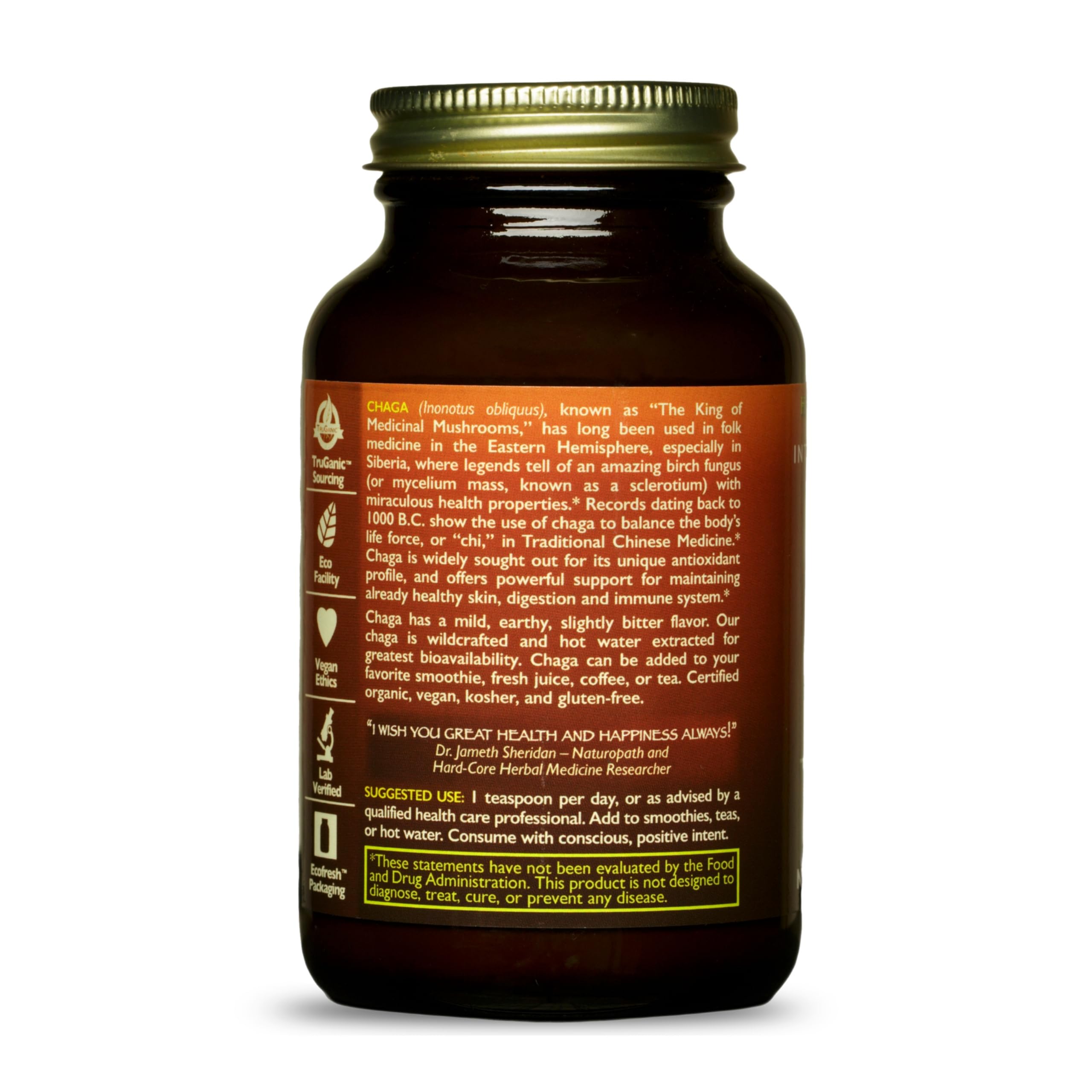 HealthForce SuperFoods Integrity Extracts Chaga Powder – 70 g | Organic, Vegan, Kosher, Gluten-Free