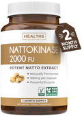 Healths Harmony Nattokinase 2000 FU (Non-GMO) Powerful Nattokinase Supplement Made from Naturally Fermented Soybeans - (2 Month Supply) 60 Vegan Natto Capsules