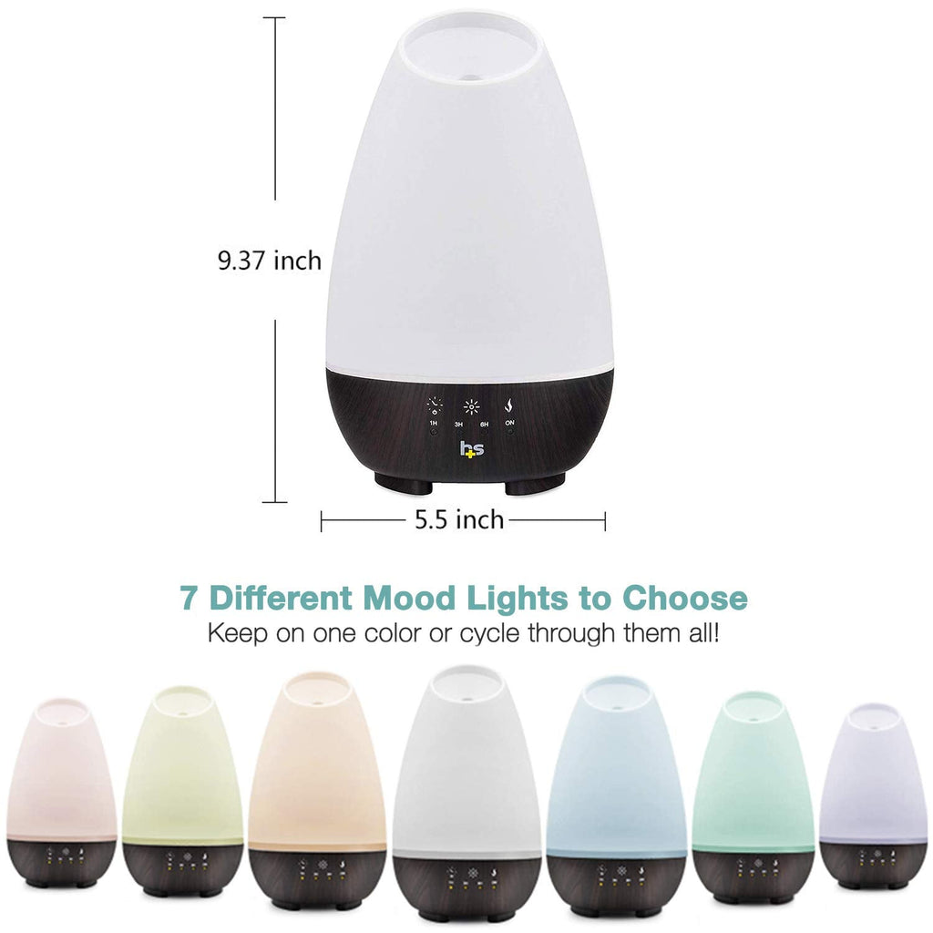 HealthSmart 500ML Essential Oil Diffuser – Large Room, Cool Mist Humidifier, 7 LED Colors