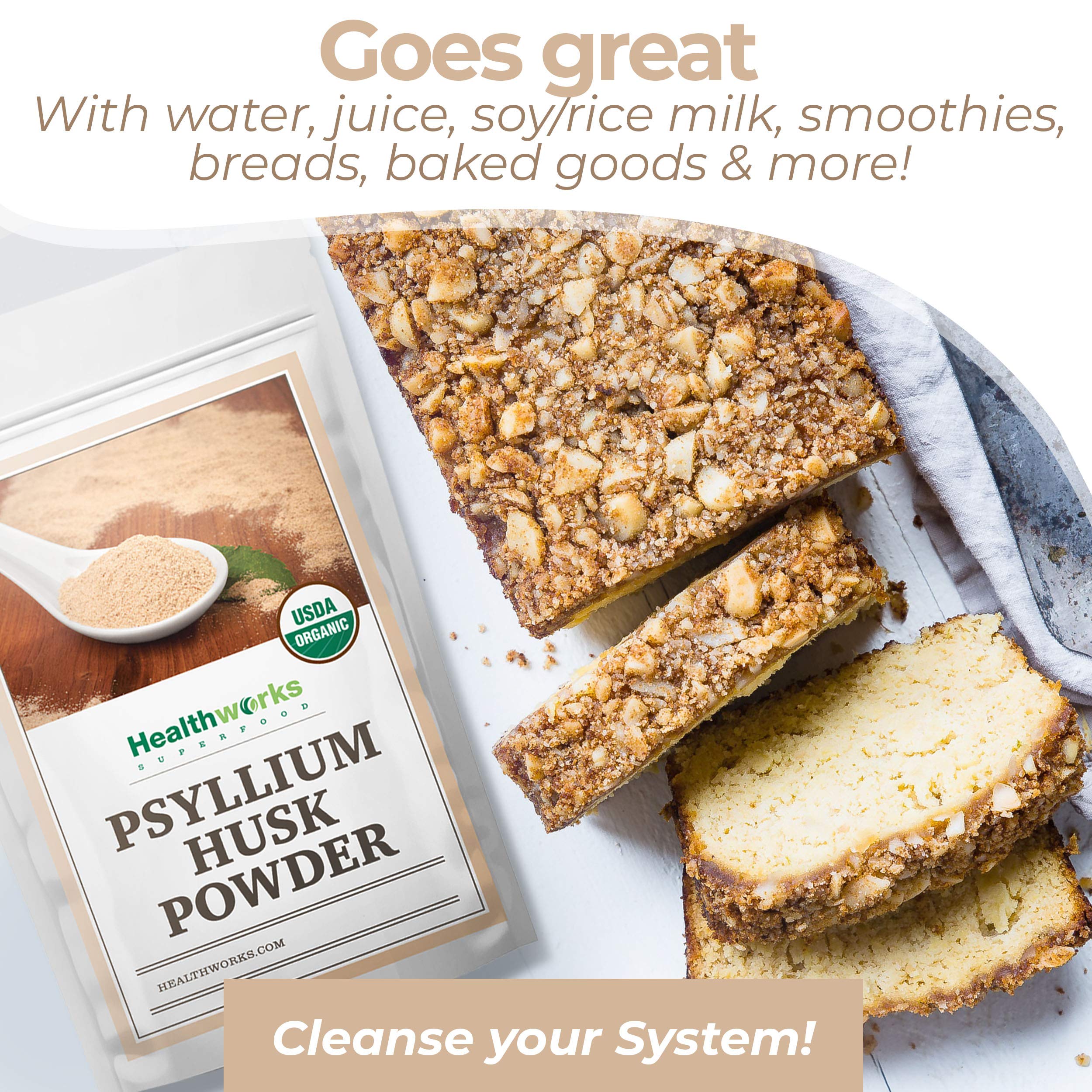 Healthworks Psyllium Husk Powder Organic - 32 Oz / 2 Lbs - Raw - Certified Organic - Finely Ground Powder from India - Keto, Vegan & Non-GMO - Fiber Support