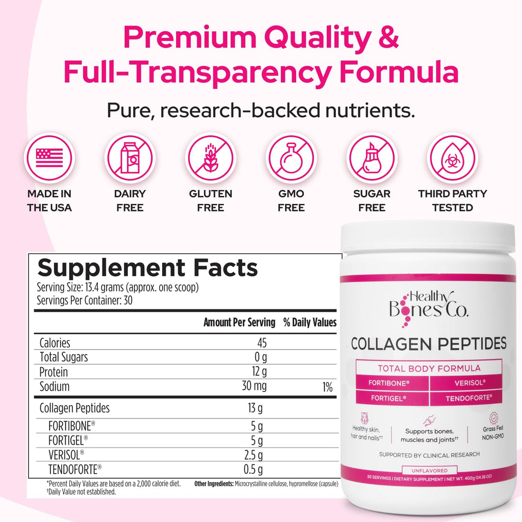 Healthy Bones Co. FORTIBONE Premium Bone Health Collagen Peptides