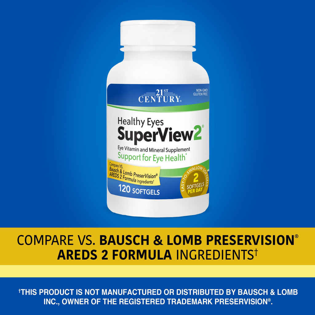 21st Century Healthy Eyes SuperView 2 Softgels - 120 Count | Eye Vitamin & Mineral Support