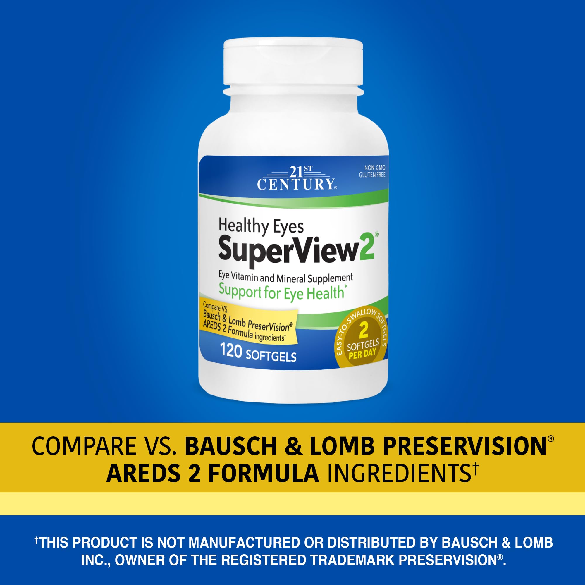 21st Century Healthy Eyes SuperView 2 Softgels - 120 Count | Eye Vitamin & Mineral Support
