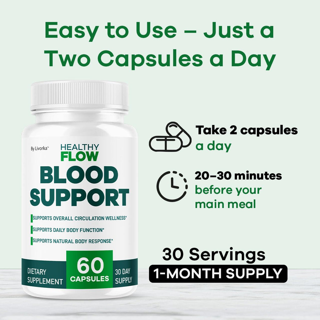 (2 Pack) Healthy Flow Blood Support – Premium Daily Capsules – 120 Count