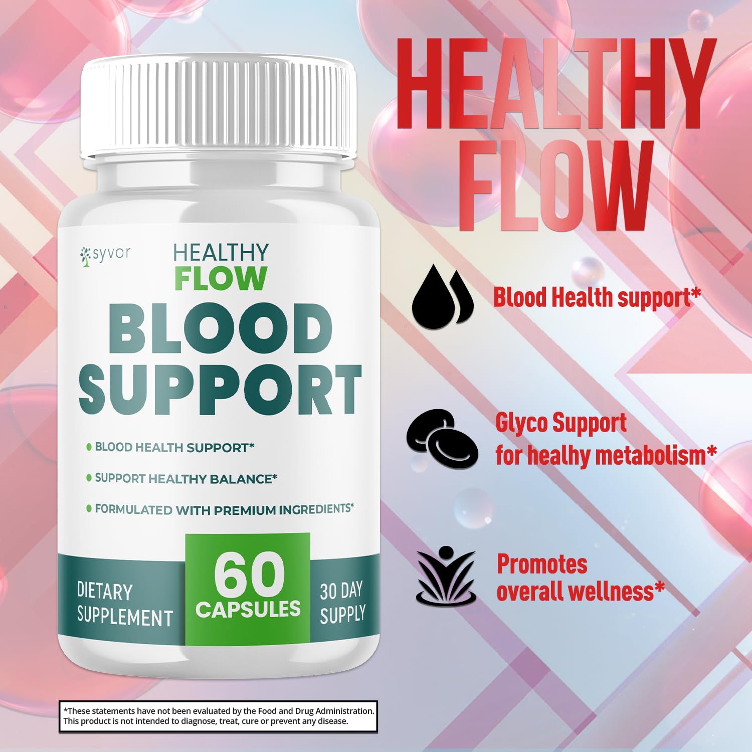 Healthy Flow Blood Support Capsules - 2 Pack (120 Capsules) | All-Natural Formula