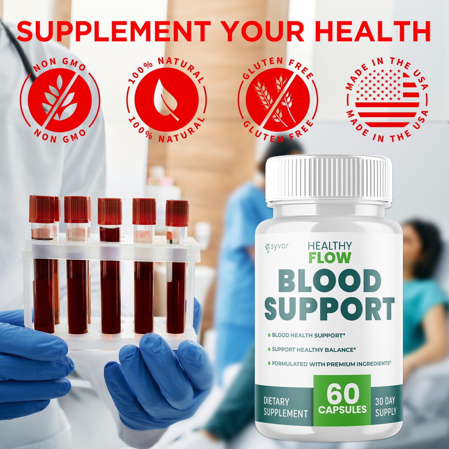 Healthy Flow Blood Support Capsules - 2 Pack (120 Capsules) | All-Natural Formula
