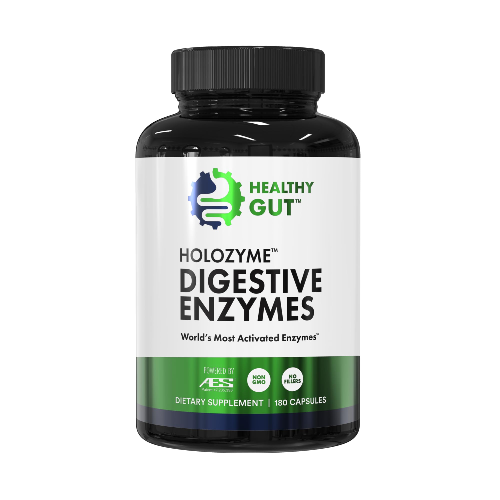 Healthy Gut HoloZyme Max Strength Digestive Enzymes | FODMAP Support with Inulinase, Amyloglucosidase & Invertase | 90 Servings