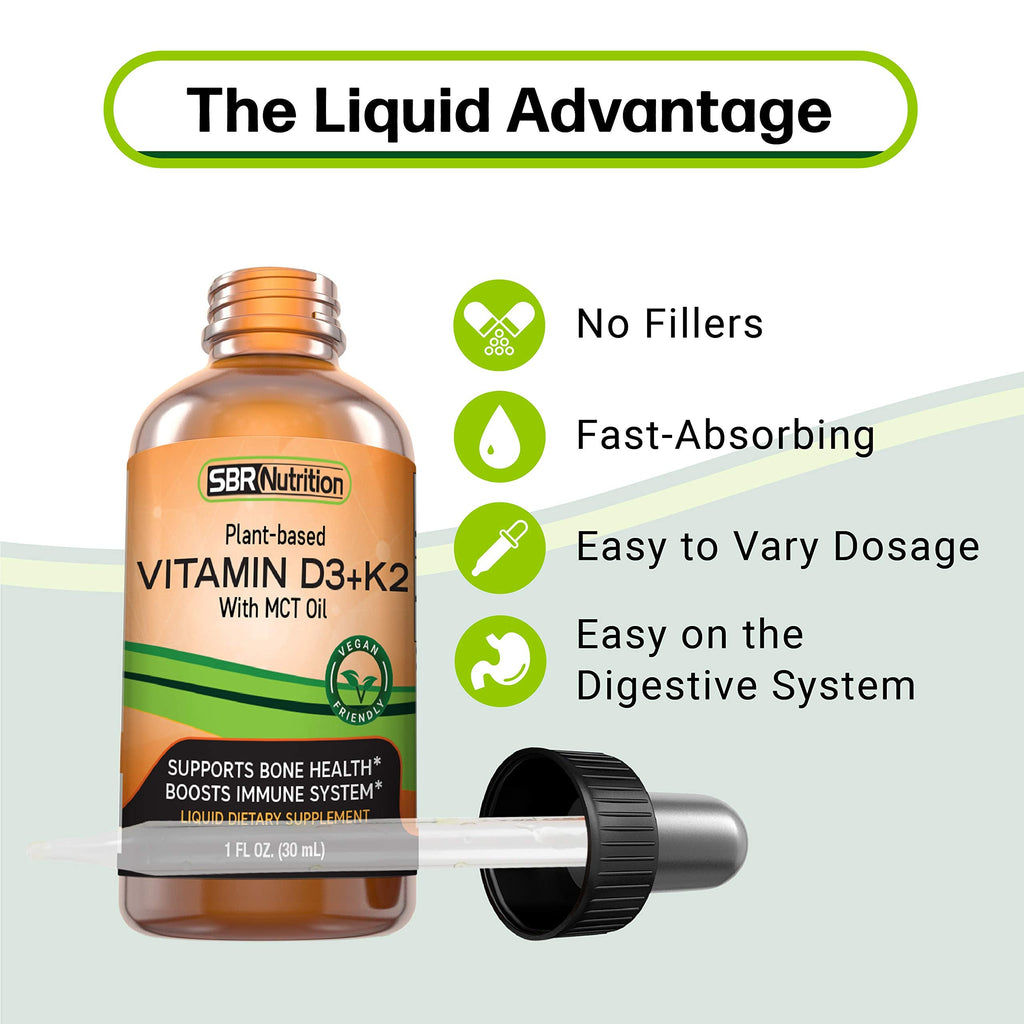 Vegan Vitamin D3 + K2 (MK-7) Liquid Drops with MCT – Peppermint Flavor