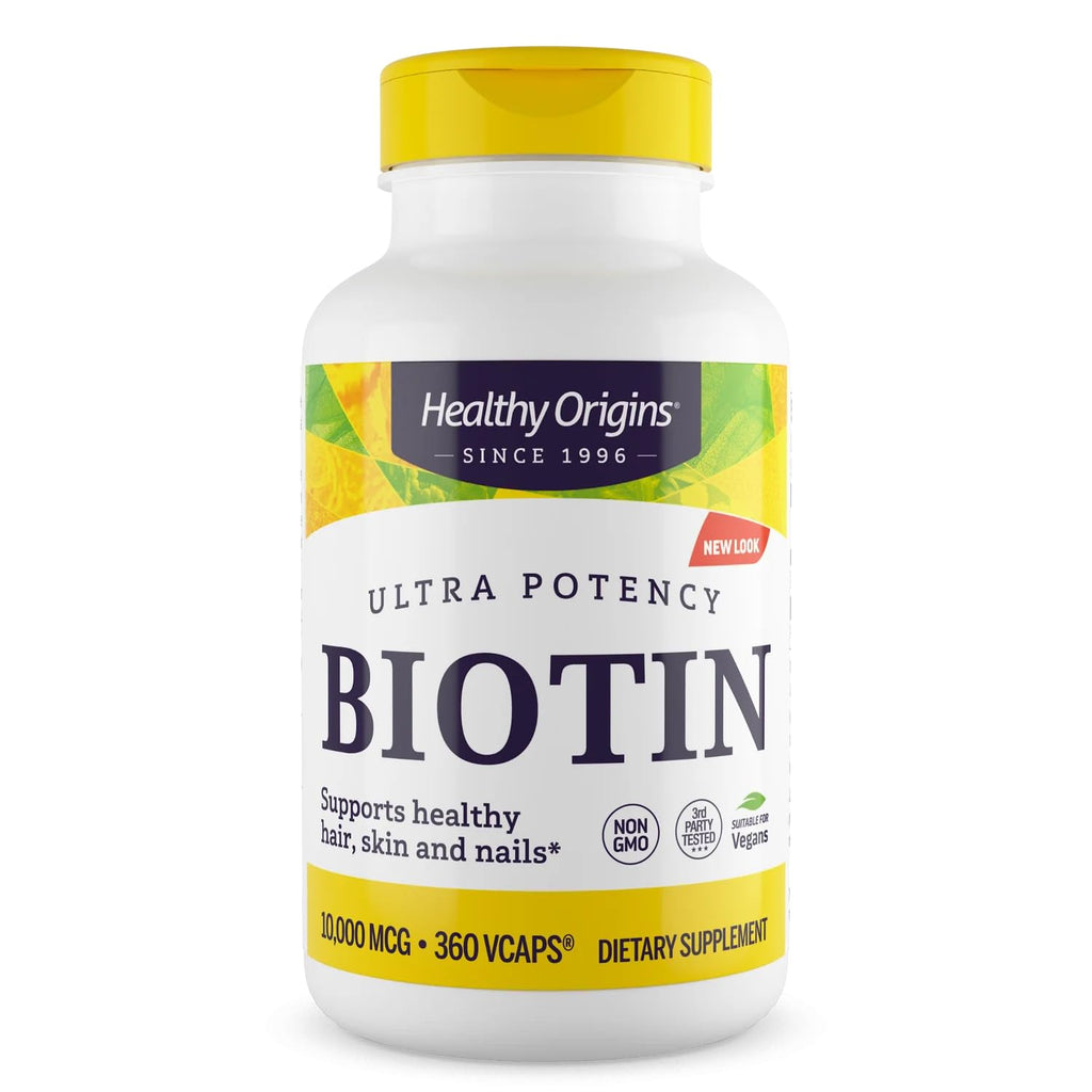 Healthy Origins Biotin 10,000 mcg – USP Grade, Non-GMO, Gluten Free, Hair & Nail Support | 360 Veggie Caps