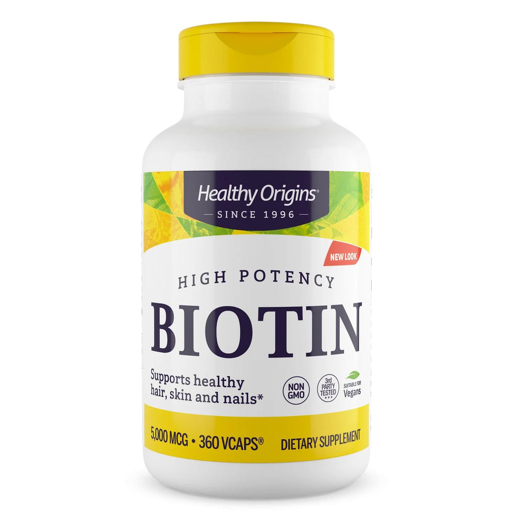 Healthy Origins Biotin 5,000 mcg – 360 Veggie Caps | Hair & Nail Support