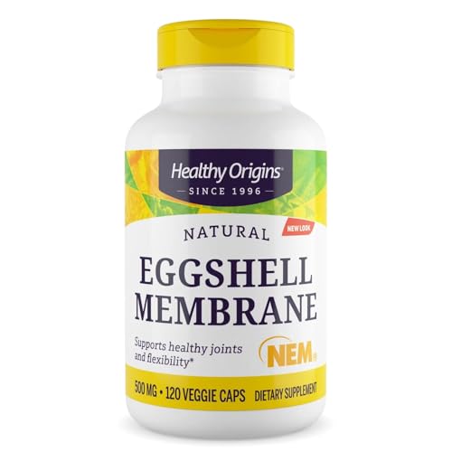Healthy Origins Eggshell Membrane 500 mg (NEM) – Joint Support, Non-GMO, Gluten Free, 120 Veggie Caps