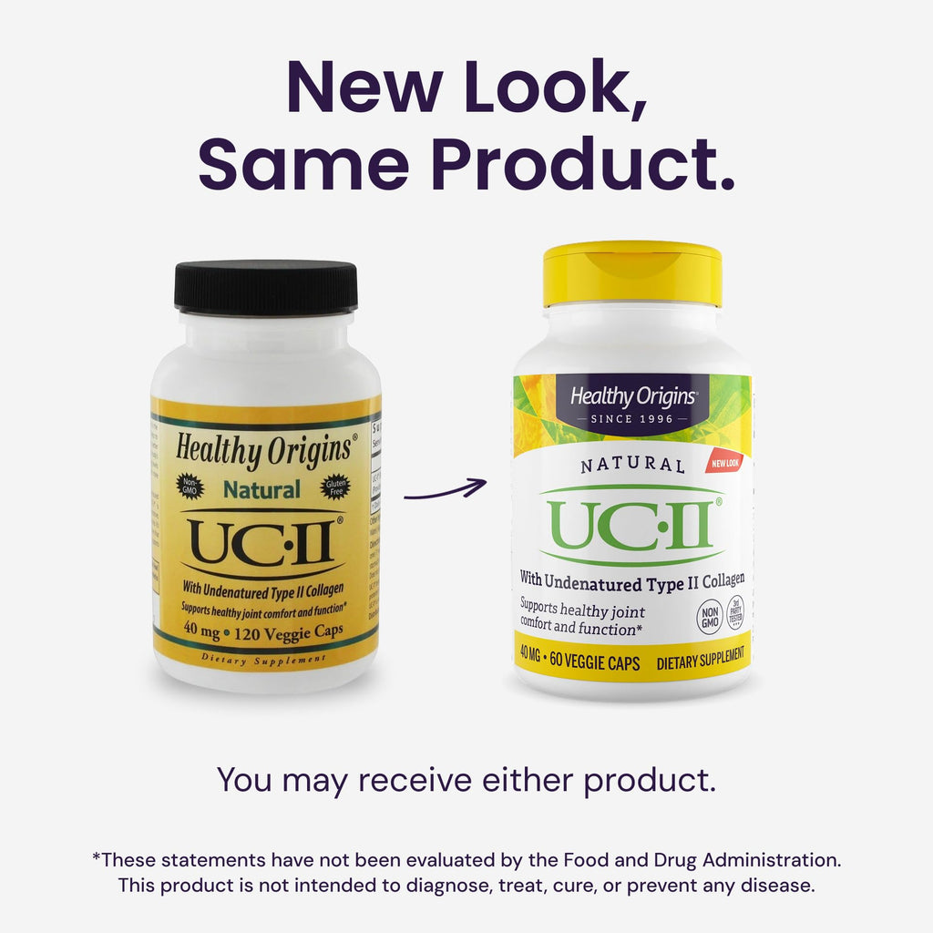 Healthy Origins UC-II 40 mg Undenatured Type II Collagen – Gluten Free, Non-GMO, Joint Support | 60 Veggie Caps