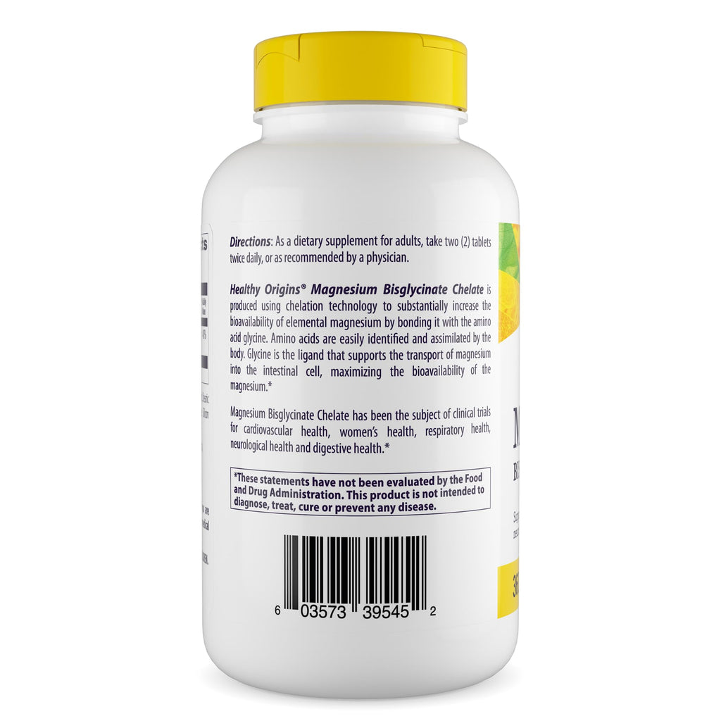 Healthy Origins Magnesium Bisglycinate Chelate – Non-GMO, Gluten Free, Vegan, Cardiovascular & Bone Support, 360 Tablets