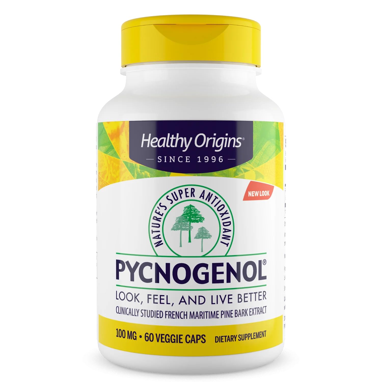 Healthy Origins Pycnogenol 100 mg – Pine Bark Extract, Non-GMO, 60 Veggie Caps
