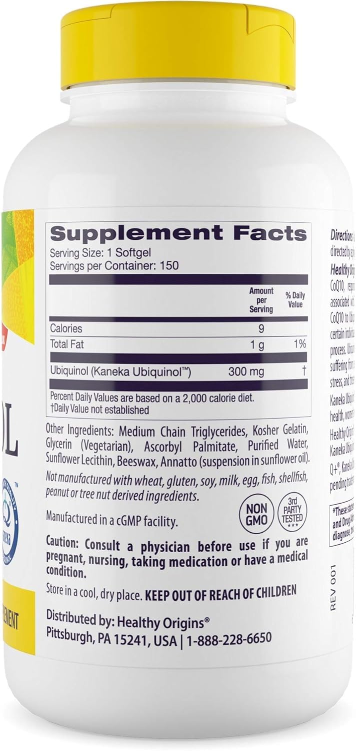 Healthy Origins Ubiquinol 300 mg Softgels – Active CoQ10 for Heart Health & Antioxidant Support