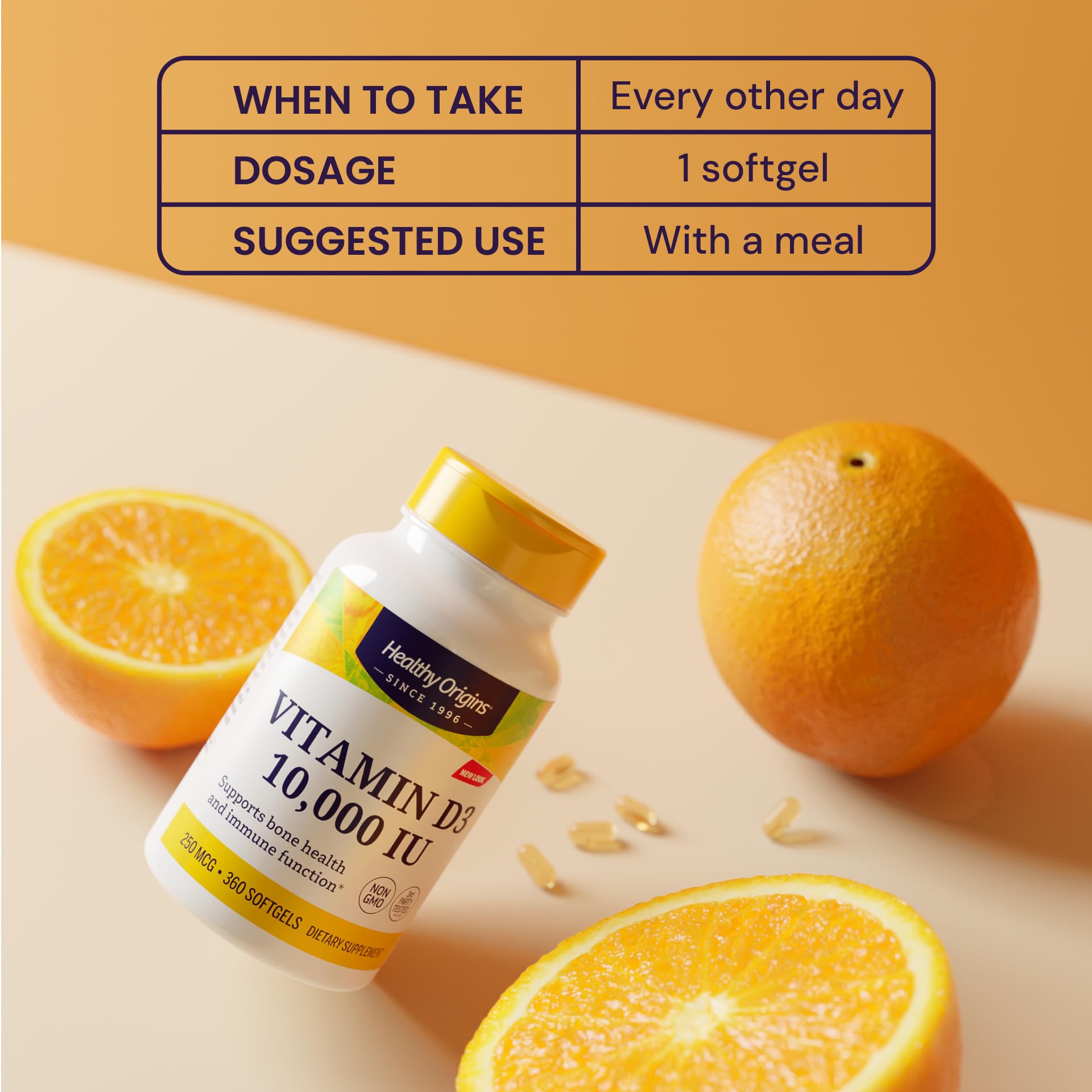 Healthy Origins Vitamin D3 10,000 IU - Non-GMO, High Potency, 360 Softgels