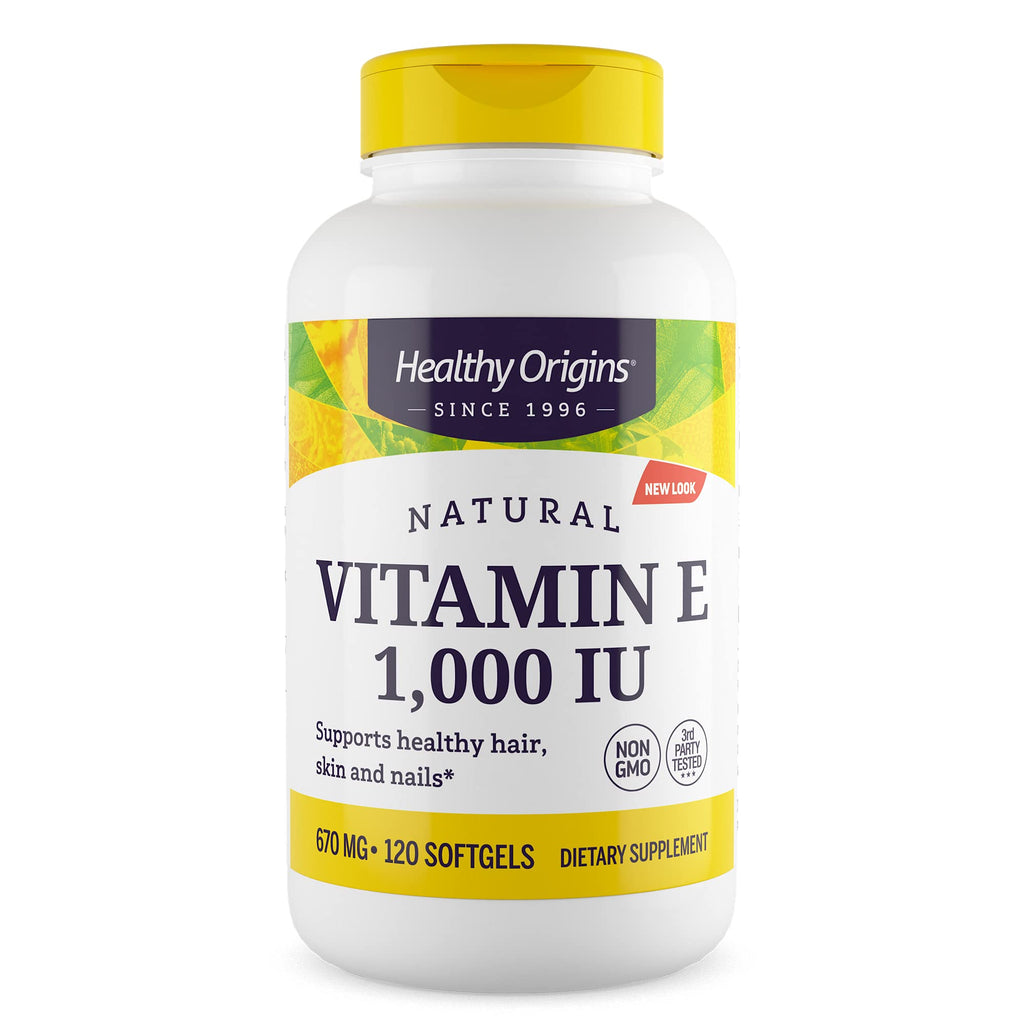 Healthy Origins Vitamin E 1,000 IU Natural Mixed Tocopherols – Gluten-Free & Non-GMO | 120 Softgels