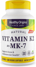 Healthy Origins Vitamin K2 100 mcg MK-7 – Non-GMO, Gluten Free, Bone & Cardiovascular Support | 180 Veggie Gels