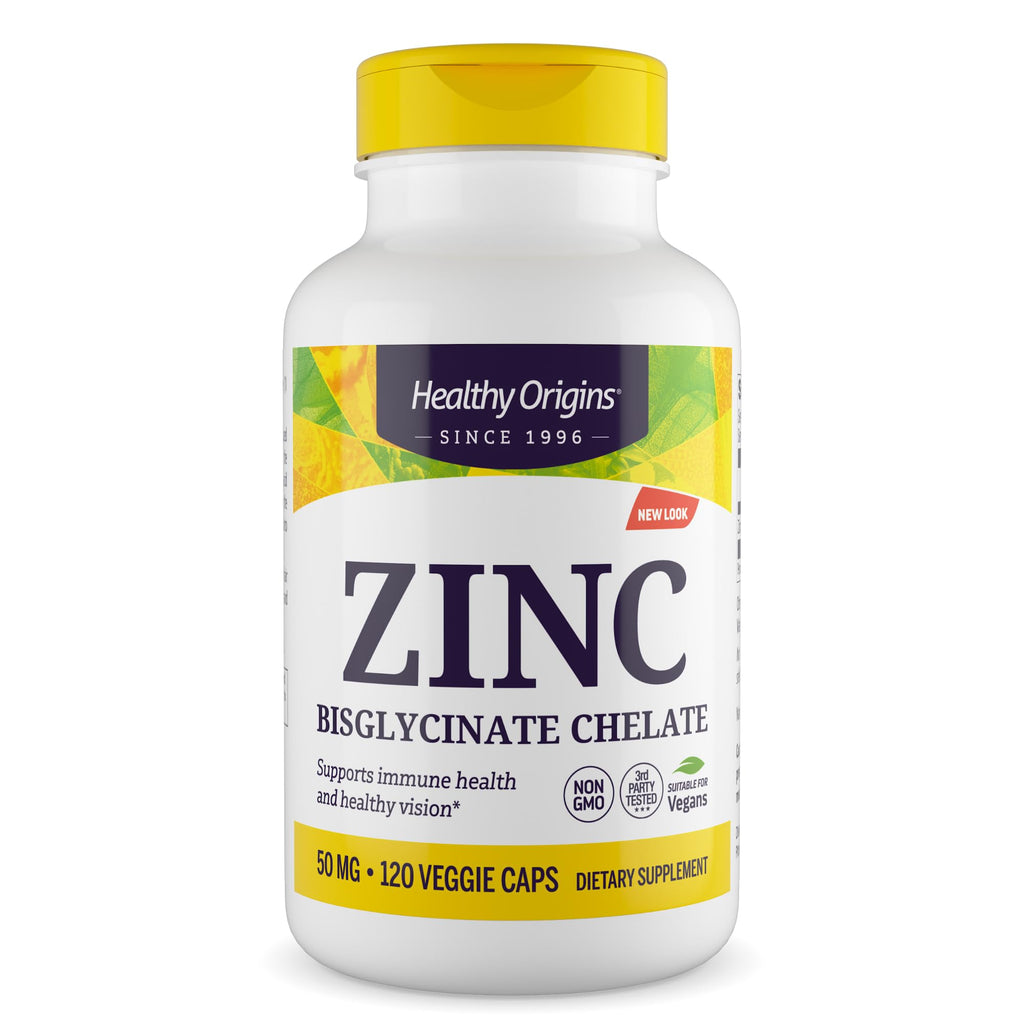 Healthy Origins Zinc Bisglycinate Chelate 50 Mg - Immune Support, 120 Veggie Caps