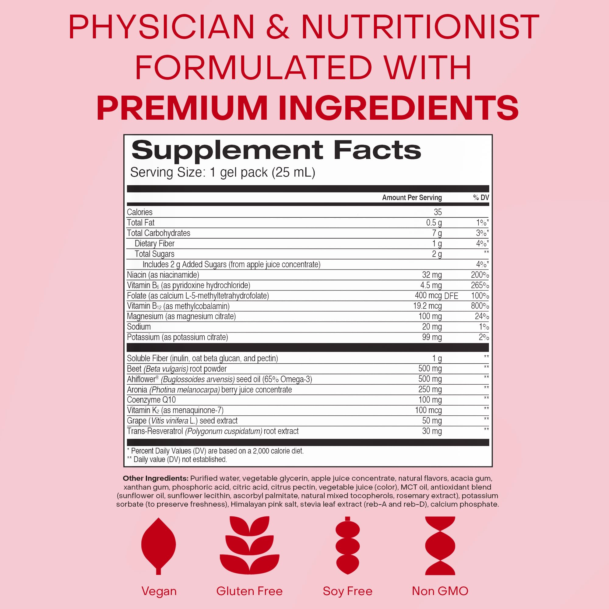 HealthyCell Heart & Vascular Health Daily Liquid Supplement – Beet Root, CoQ10, Resveratrol, Omega-3, Vitamin K2 | 30 Gel Packs