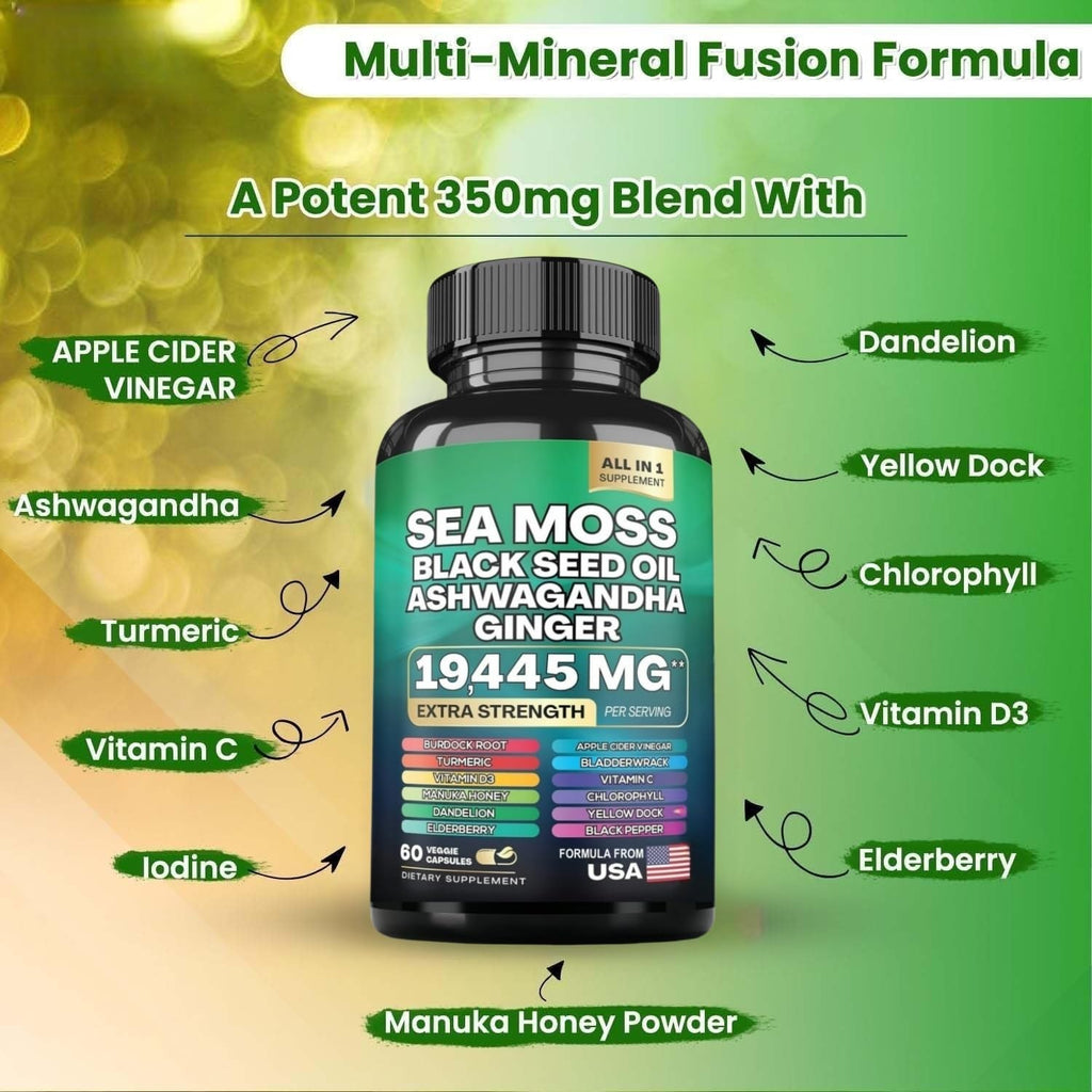Sea Moss Black Seed Oil Ashwagandha Capsules – Immune Support | HealthyFinds