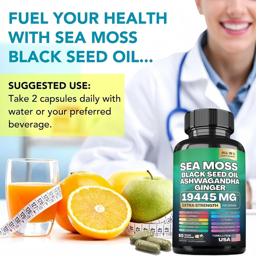 Sea Moss Black Seed Oil Ashwagandha Capsules – Immune Support | HealthyFinds
