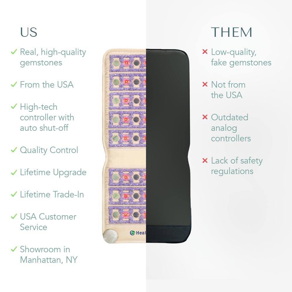 HealthyLine TAJ Far Infrared Heating Pad with Natural Gemstones – 40x18 Inches