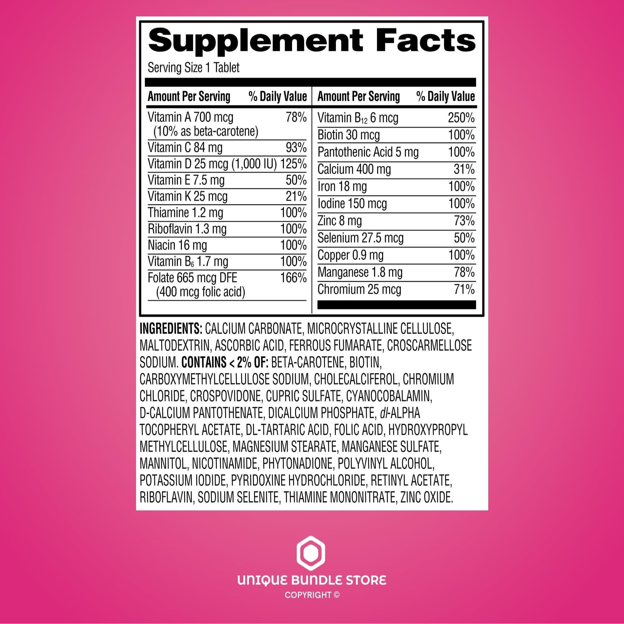 Unique Bundle Store: Women's Multivitamin One Daily – 100 Tablets