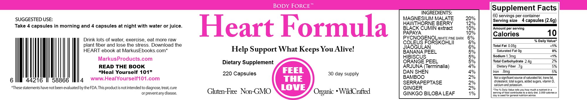 HeartCare Blend – Plant-Based Heart Formula Capsules with Magnesium Malate, Serrapeptase, Hawthorn Berries & Ginkgo Biloba