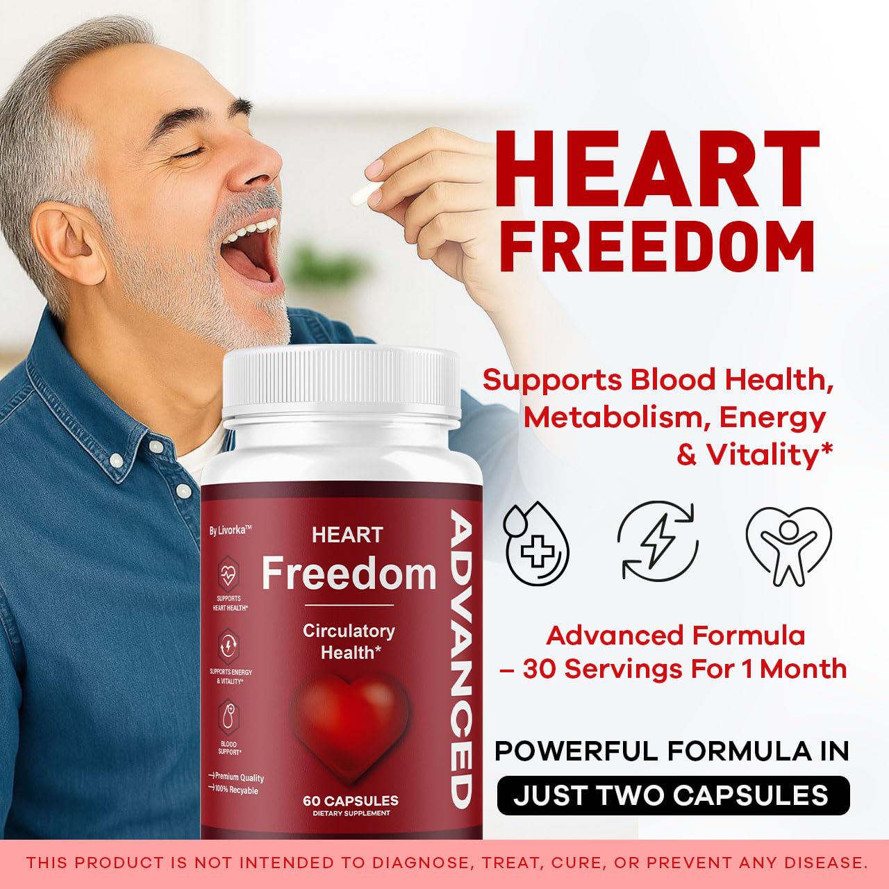 Heart Freedom Capsules - Official HeartFreedom Pills | All-Natural, Maximum Strength (60 Capsules)