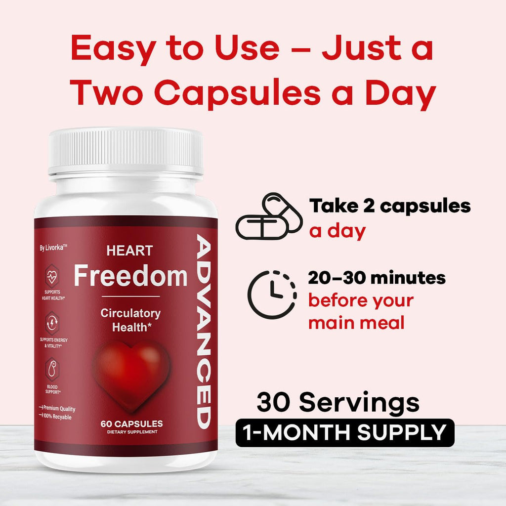 Heart Freedom Capsules - Official HeartFreedom Pills | All-Natural, Maximum Strength (60 Capsules)