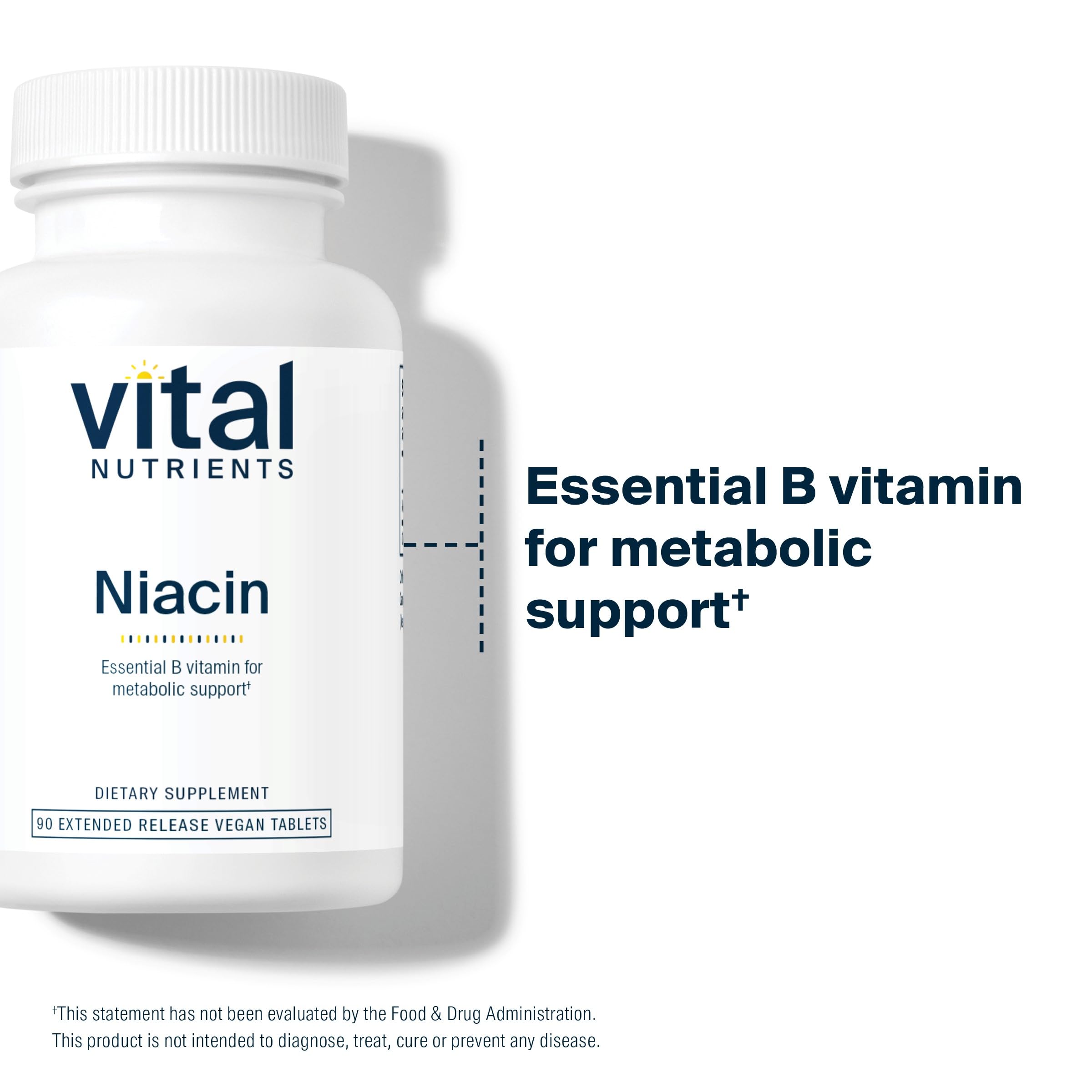 Vital Nutrients Niacin 500mg | Timed-Release Niacin for Heart Health | Non-GMO | Gluten Free | 90 Tablets