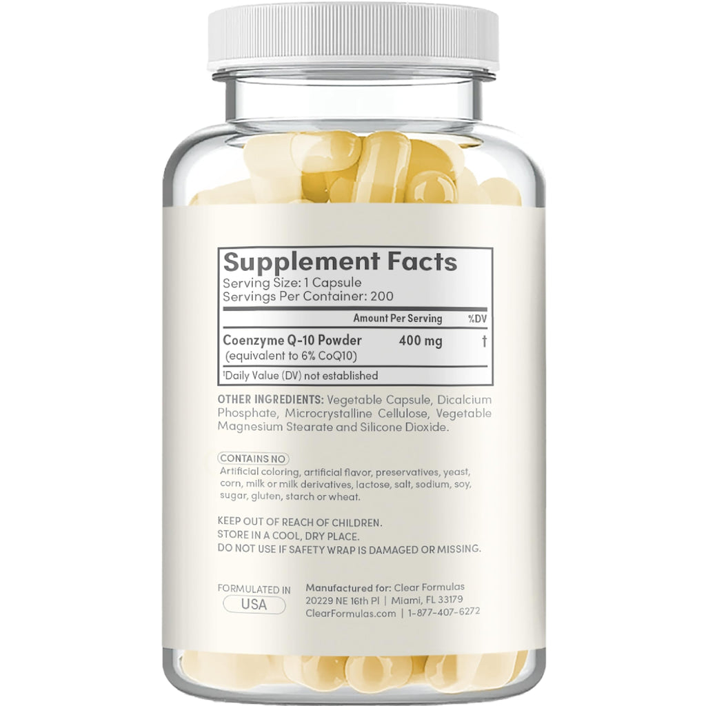 Quick Absorption CoQ10 400mg Capsules – Ubiquinone 400mg for Heart Health & Aging Support | Made in a cGMP US Lab