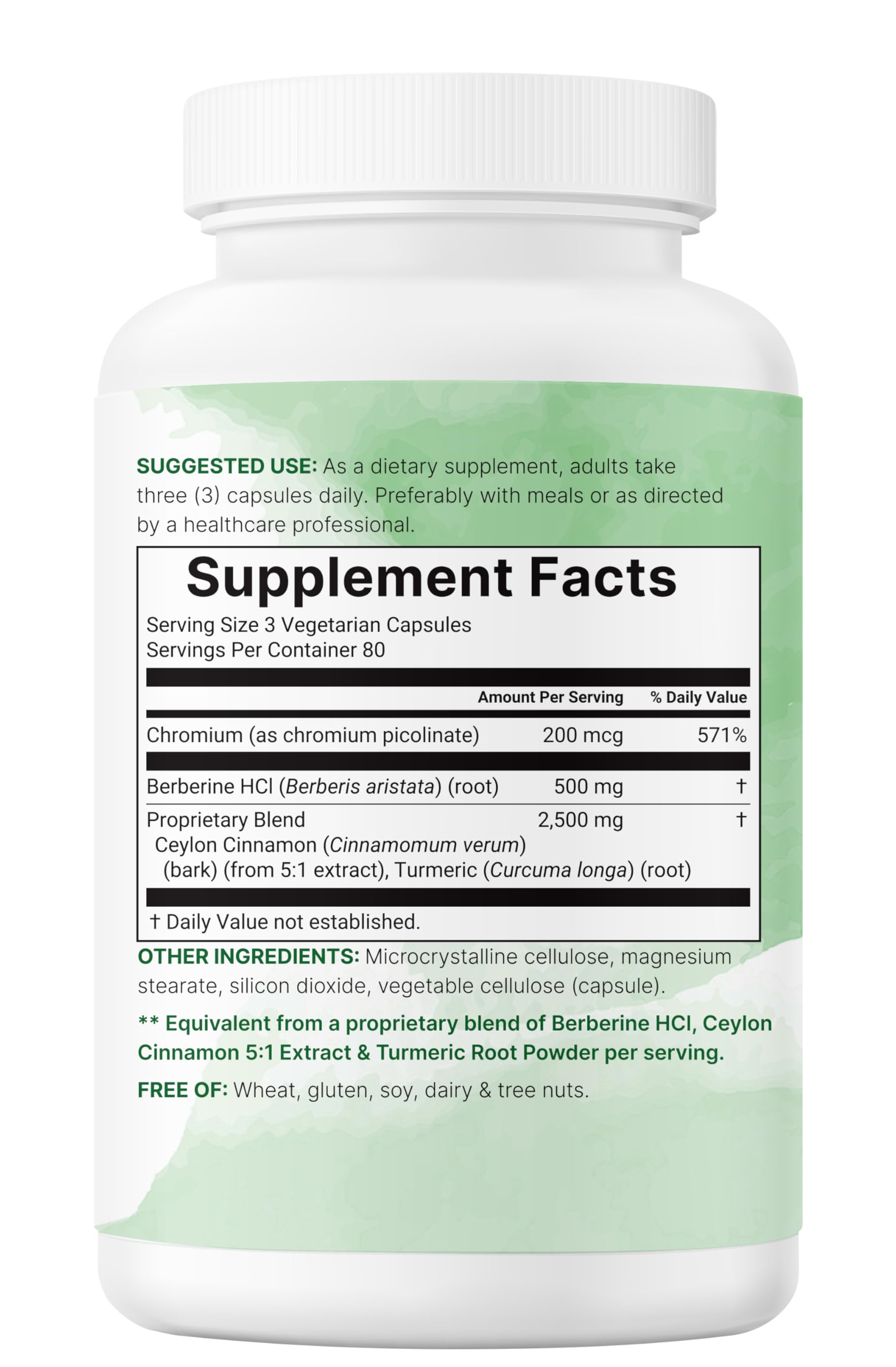 Berberine with Cinnamon, Chromium & Turmeric – 3,000mg (240 Veggie Caps)
