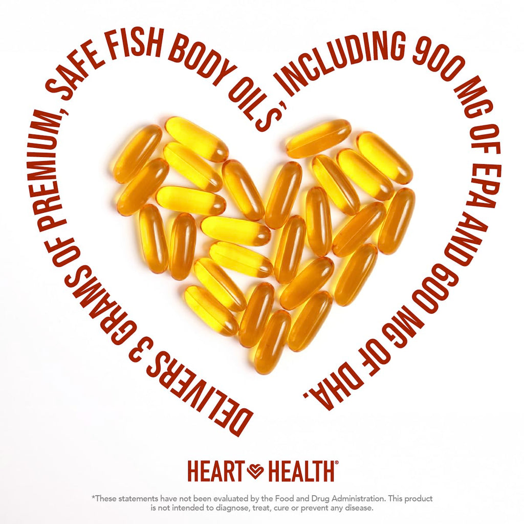 Heart Health Essential Omega-3 Fish Oil with Vitamin E – High EPA & DHA (60 Servings) | Gluten-Free & Non-GMO