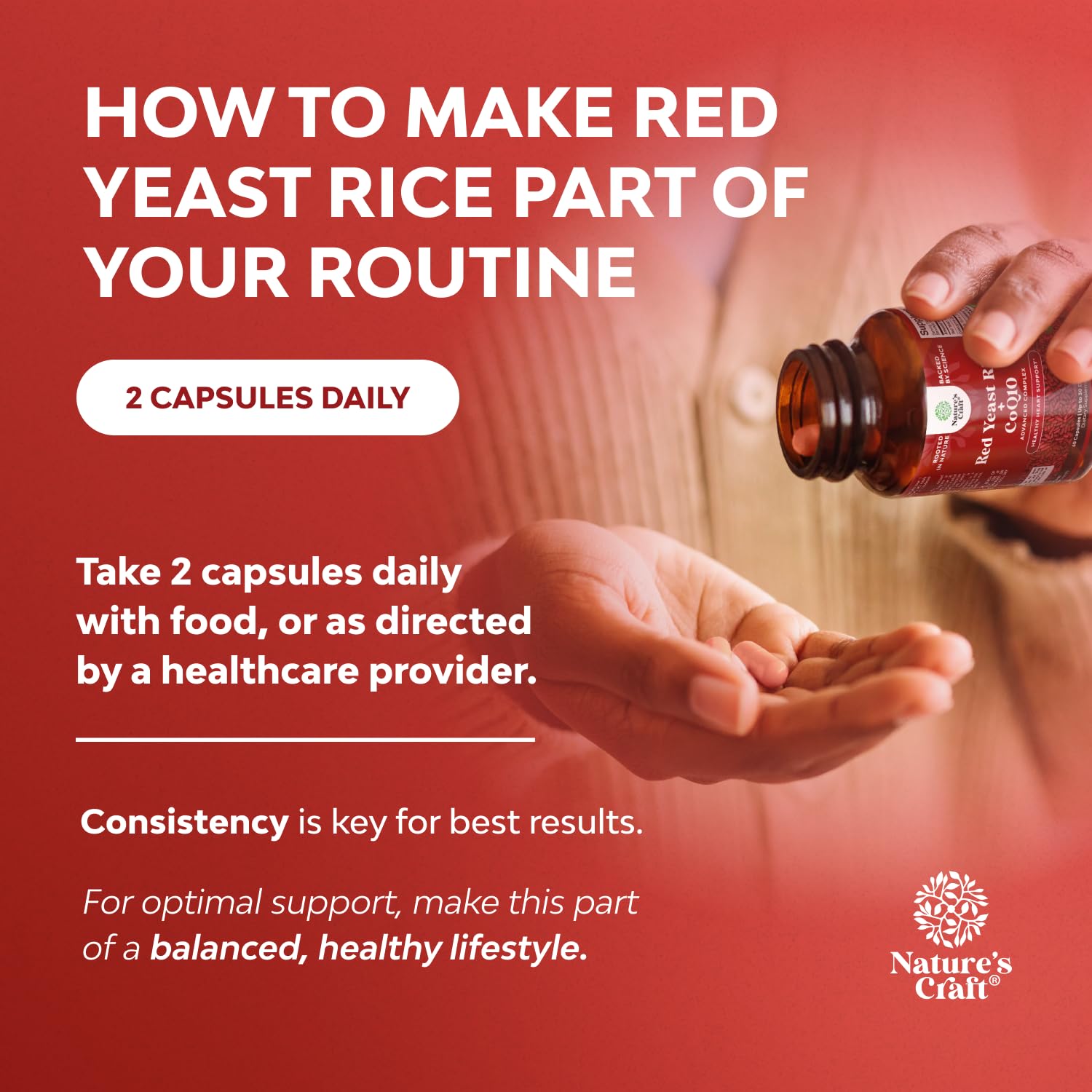 Red Yeast Rice with CoQ10 - 1200 mg Heart Health & Cholesterol Support - 60 Capsules