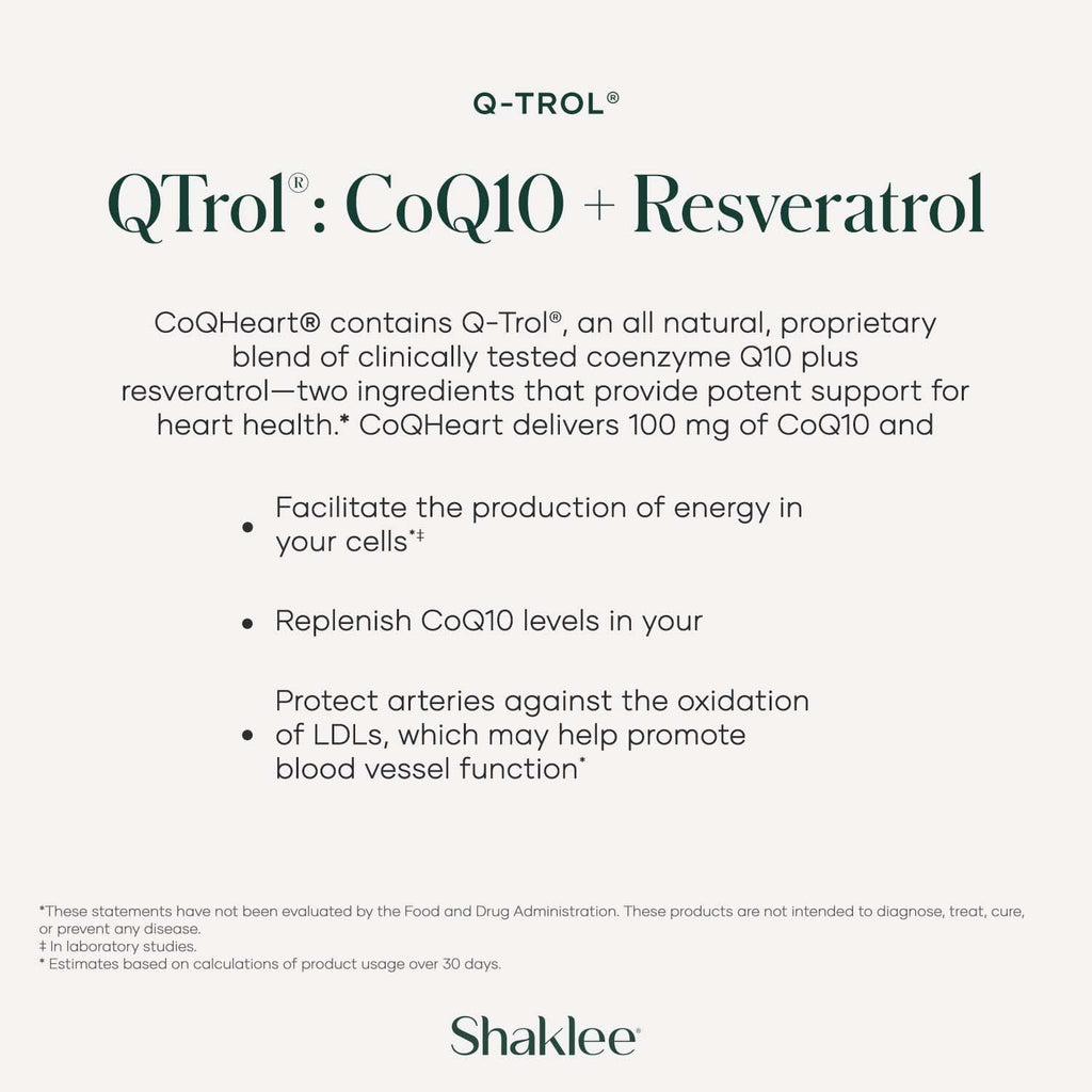 CoQHeart with Q-Trol - CoQ10 & Resveratrol for Heart Health & Energy
