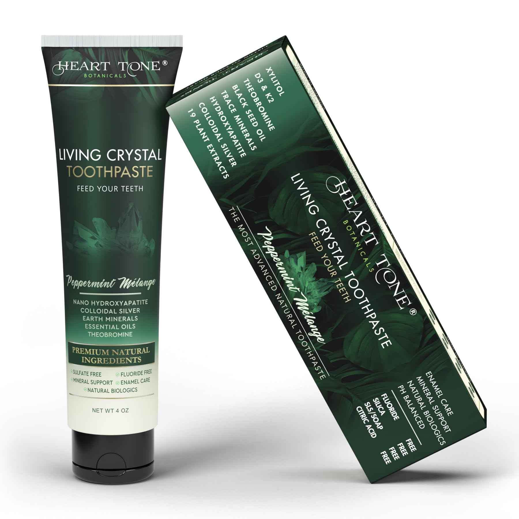 Heart Tone Botanicals Living Crystal Toothpaste - Fluoride Free & Remineralizing Nano Hydroxyapatite