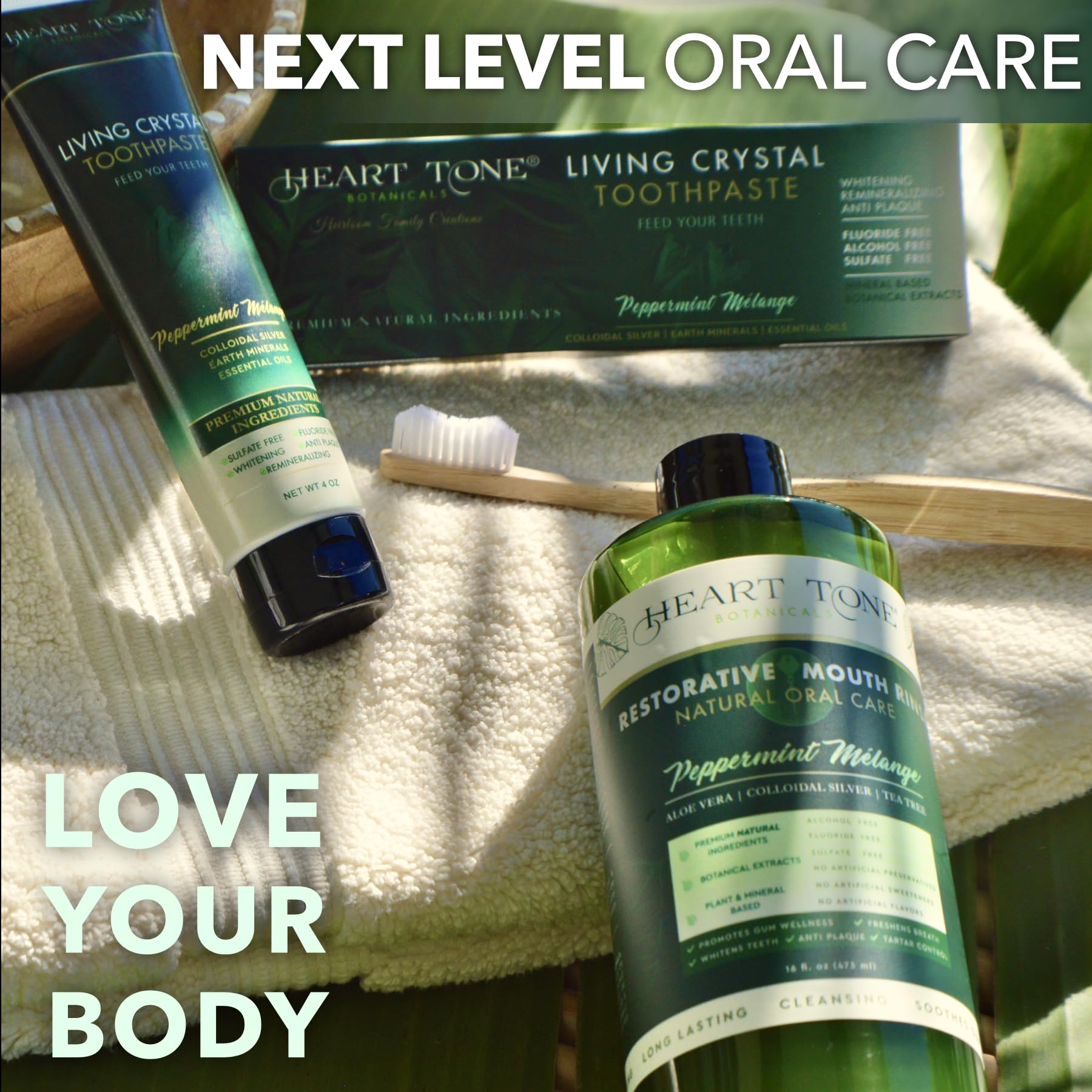 Heart Tone Botanicals Living Crystal Toothpaste - Fluoride Free & Remineralizing Nano Hydroxyapatite
