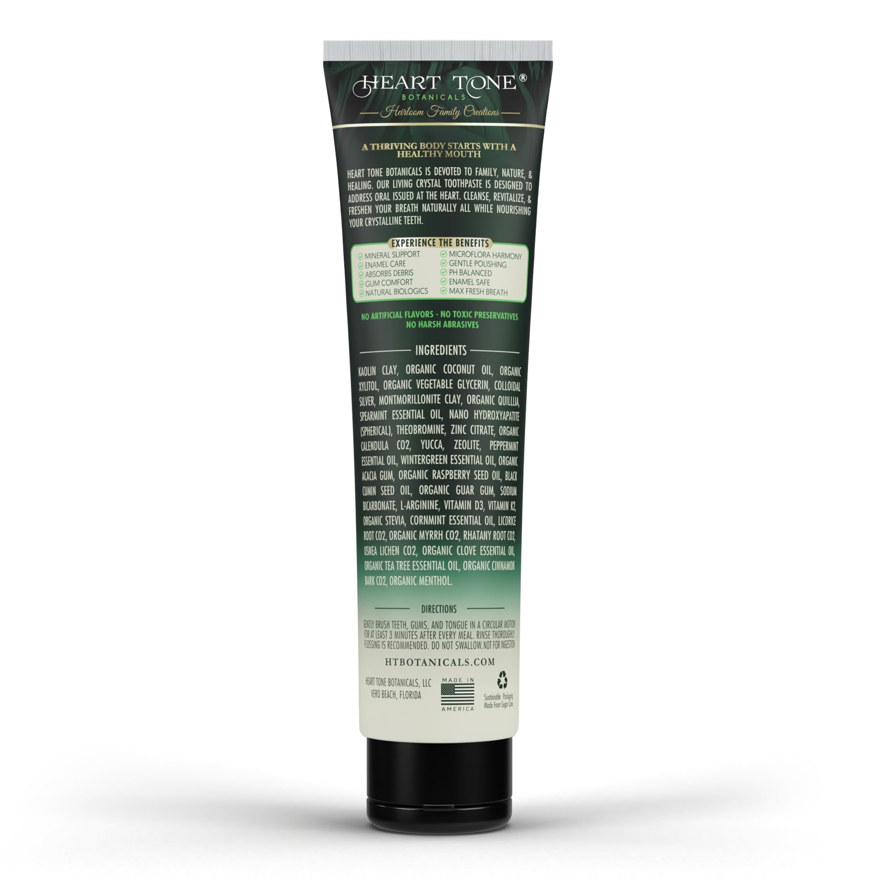 Heart Tone Botanicals Living Crystal Toothpaste - Fluoride Free & Remineralizing Nano Hydroxyapatite