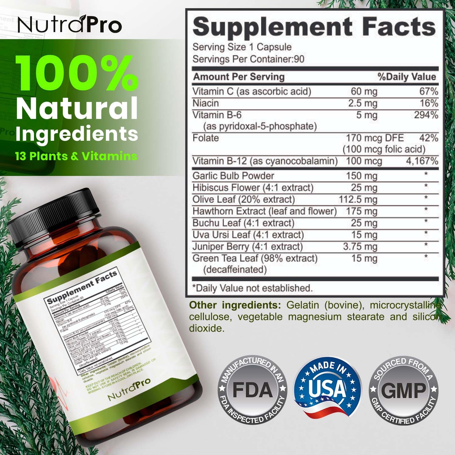 Heart Health Blood Pressure Support Supplement - Hawthorn Berry & Hibiscus for Healthy Circulation & BP