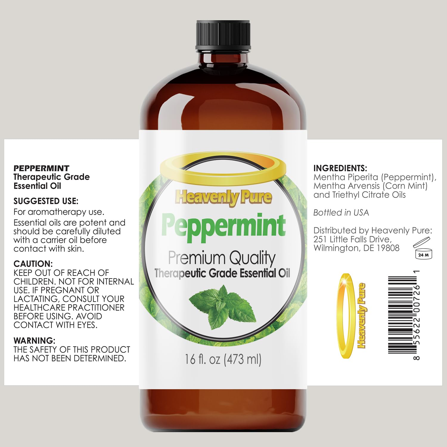 Heavenly Pure Peppermint Essential Oil (16 OZ Bulk) – Natural Mint Aroma for Aromatherapy