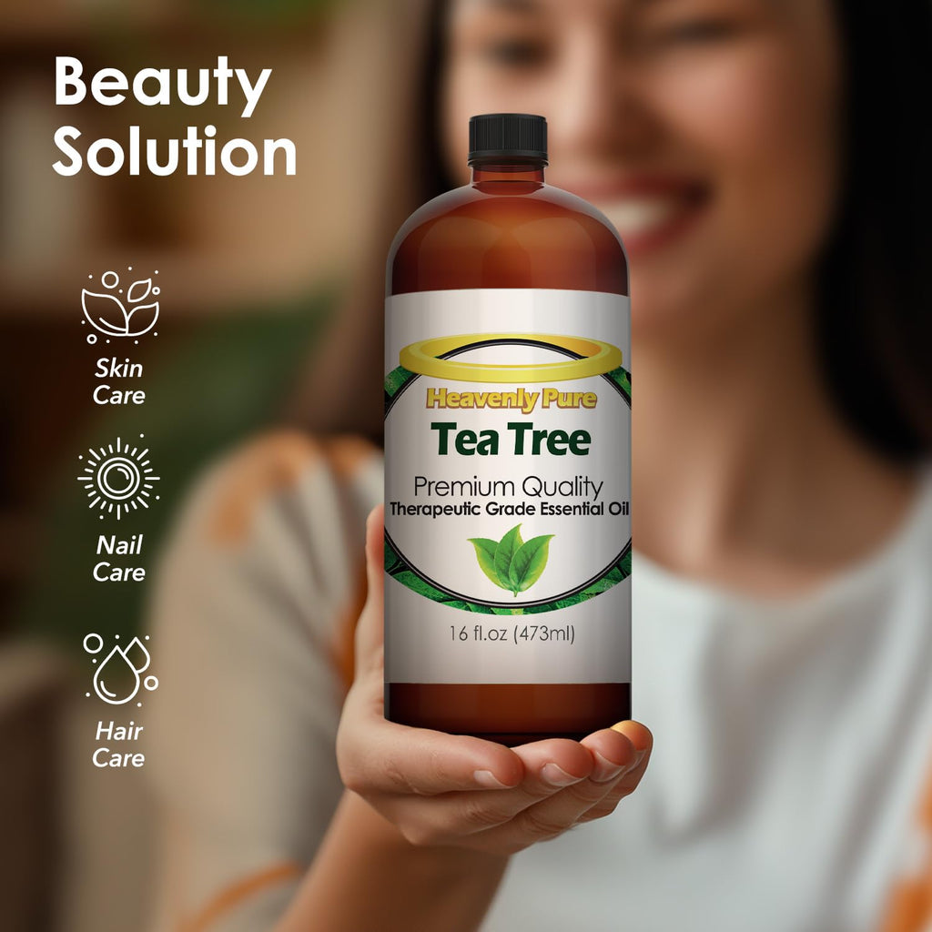 Heavenly Pure Tea Tree Essential Oil 16 oz – Pure Therapeutic Grade for Laundry, Home & Health – Bulk Aromatherapy Oil