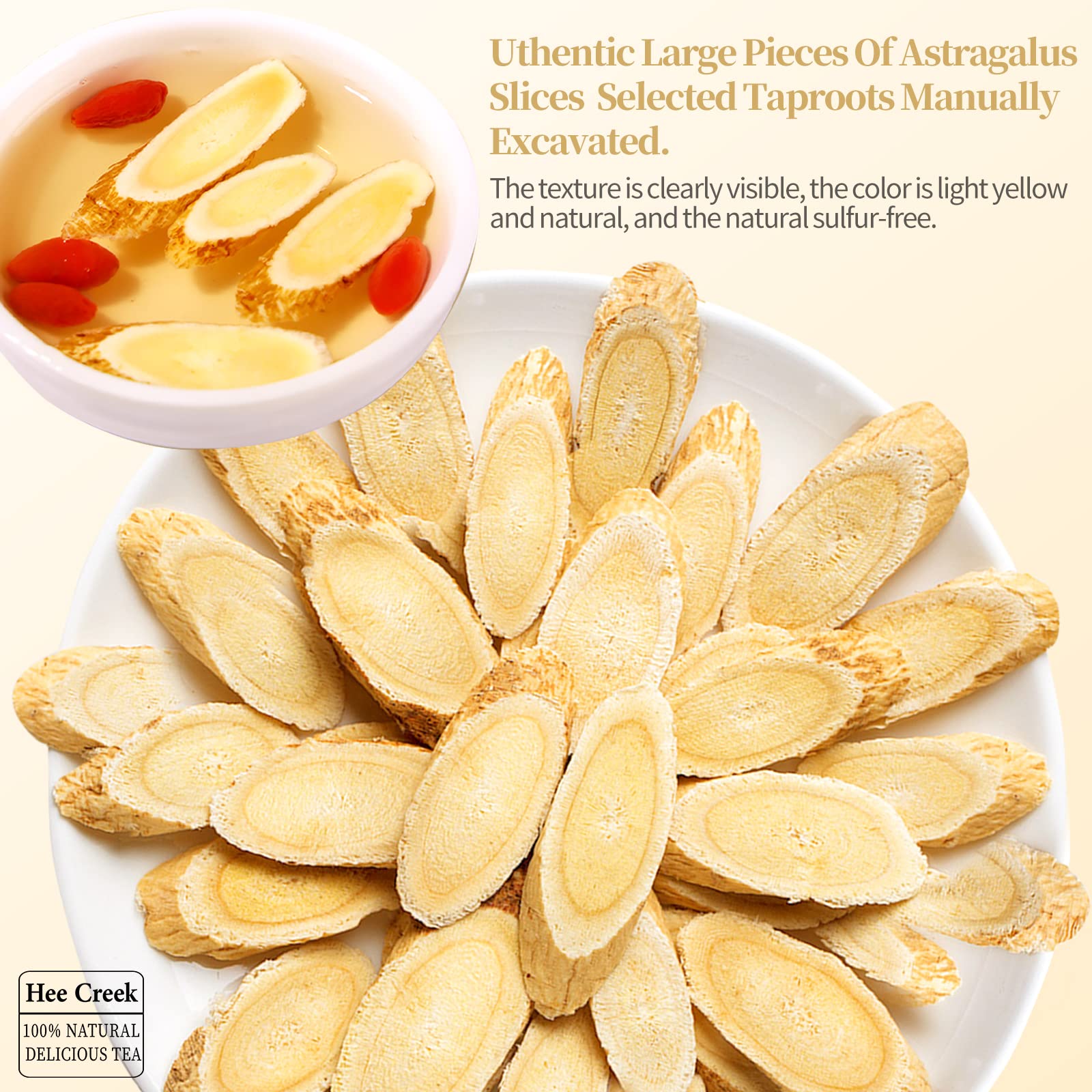 Hee Creek Astragalus Root Sliced Huang Qi – Top Grade 7oz/200g (Sulfur Free)