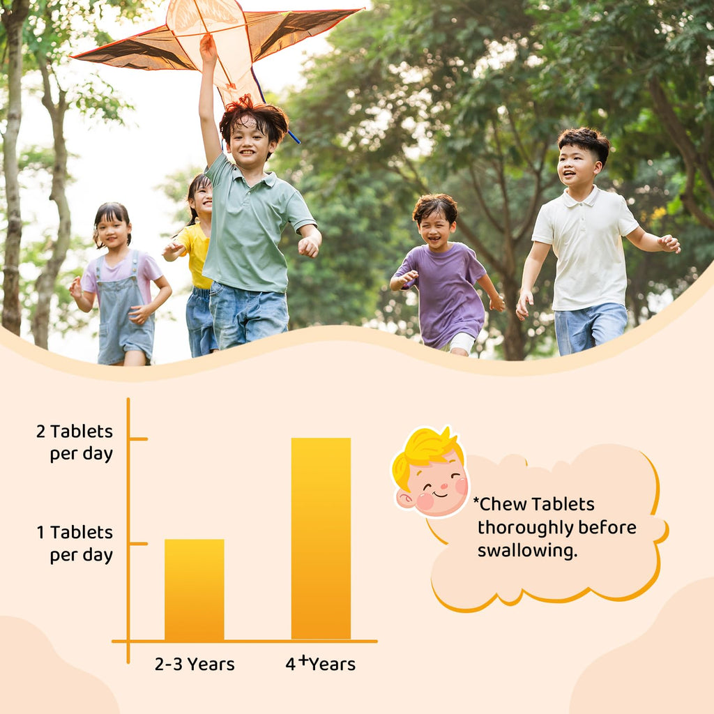 Heivy Children Multivitamin Chewable – 120 Tablets | Vitamin D3, C & B-Complex